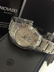 AUTHENTIC 84 F9 1890 MOVADO GENTRY CHRONOGRAPH MENS SILVER WATCH NEW OLD STOCK
