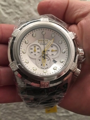 Invicta Reserve Bolt Zeus Chrono. S.S. Silver Dial Black Poly. Watch #14073 NIB
