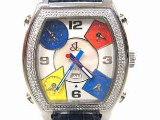 1.22cttw Diamond Accent Jacob & Co Five Time Zones Watch Mother of Pearl on Face