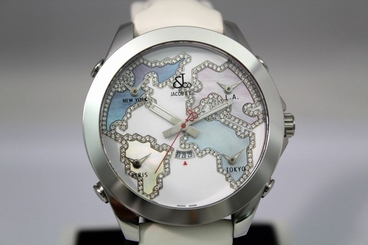 JACOB & CO BRAND NEW JC123 FIVE TIME ZONE STAINLESS STEEL LADIES AUTHENTIC WATCH