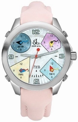 Jacob & Co. 47 MM Stainless Steel Case Pink Band Five Time Zone Collection Watch
