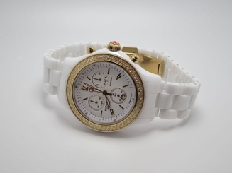MICHELE MWW17B000007 WOMENS JETWAY GOLD DIAMOND BEZEL WATCH