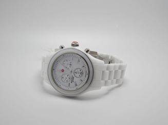 MICHELE JETWAY MWW17B000002 WOMENS WHITE CERAMIC CHRONOGRAPH WATCH