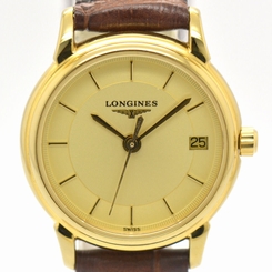 Auth LONGINES L4.177.2 Date Gold Plated Quartz Watch for Women #4512