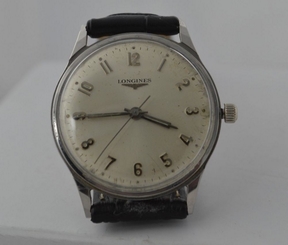 w356 LONGINES HAND-WIND MENS STAINLESS STEEL VINTAGE WRISTWATCH