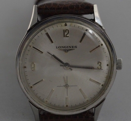 w364 LONGINES STAINLESS STEEL HAND-WIND&SECOND HAND- VINTAGE WRISTWATCH