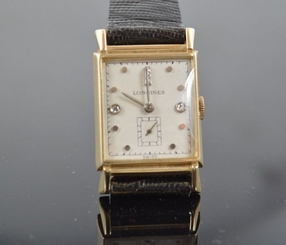w344 14K GOLD WITH DIAMONDS MENS LONGINES HAND-WIND VINTAGE WRISTWATCH