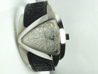 RARE TECHNOMARINE "Maori" Silver Black Diamond Dial XL Unisex Watch DMR05 .61CTW
