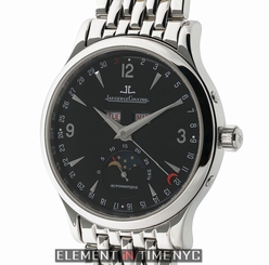 Jaeger-LeCoultre Master Moon Stainless Steel 37mm Black Dial 140.8.98.S B+P