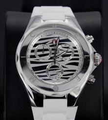 Michele Tahitian Jelly Beans Zebra White Silicone Strap Ladies Chronograph Watch