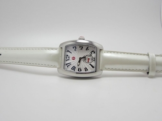 MICHELE MW02A00A0001 WOMENS URBAN MINI WHITE PATENT LEATHER BAND WATCH