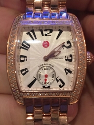NEW MICHELE URBAN MINI QUARTZ 18K ROSE GOLD DIAMOND BEZEL MWW MWW02A000547