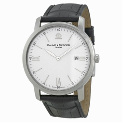 Baume and Mercier Classima Executives Silver Dial Leather Mens Watch MOA08485 7612456273315
