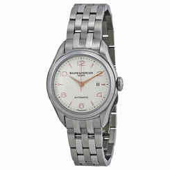 Baume and Mercier Clifton Silver Dial Stainless Steel Ladies Watch MOA10150
