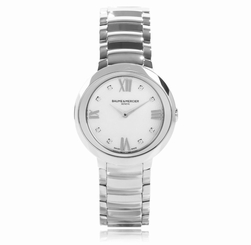  Baume And Mercier Promesse Diamond Dial Stainless Steel Ladies Watch MOA10178