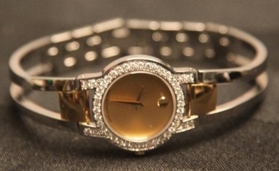 New Ladies Movado Amorosa two tone 0606162 0.60ct.apx.custom set Diamond Watch.