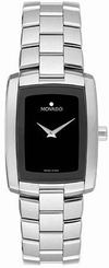 New Women's Movado Eliro Black Dial Silver Tone Stainless Steel Watch 0605378