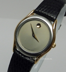 Womens Authentic Swiss Movado Museum Silver Museum Dial Framed In Gold Watch