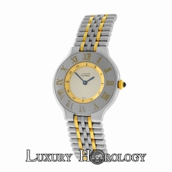 Genuine Ladies Must de Cartier 21 31mm 1330 Bullet Bracelet 18K Gold Steel Watch