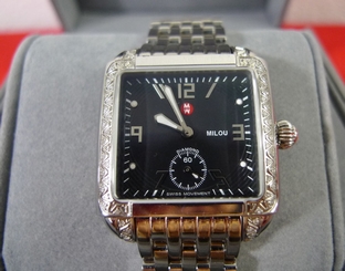 NEW WITHOUT TAGS MICHELE MILOU DIAMOND STAINLESS STEEL BAND MW15A01A2026 WATCH