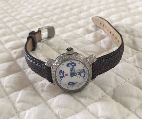  Authentic Michele CSX Blue Mini Diamond Watch MW03F01 - REALLY GREAT CONDITION!!