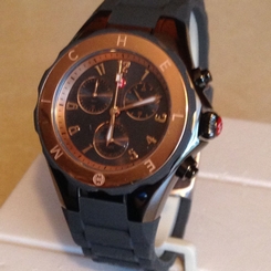 MICHELE TAHITIAN JELLY GRAY ROSE GOLD TONE CHRONO DATE WATCH MWW12F000064