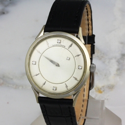 Vintage Longines Mystery Diamond Dial - 14k White Gold Case