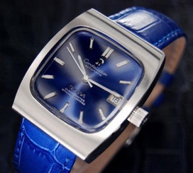 Men's Vintage Swiss Omega Constellation Automatic Date Blue Dial Watch 1968 1105