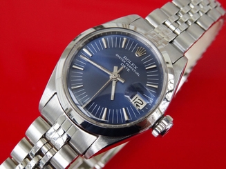 WOMEN'S  ROLEX  6916  OYSTER  PERPETUAL  DATE   BLUE DIAL SERVICED    EXCELLENT