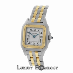 Mint Ladies Cartier Panthere 1120 Two Row Stainless Steel 22mm Quartz Watch