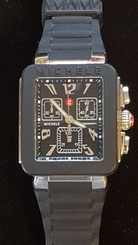 Michele Park Chronograph black silicone Jelly Bean watch mww06l000002 ~ Used