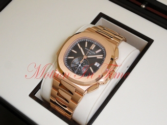 Fake AAA Patek Philippe 5980/1R-001 Nautilus 18K Rose Gold on Bracelet 40.5mm Chronograph Watch