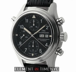 IWC Pilot Doppel Chronograph Stainless Steel 42mm Black T Swiss Dial IW3713