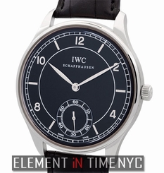 IWC Portuguese Vintage Hand Wound Stainless Steel 44mm Black Dial IW5445-01 NOS