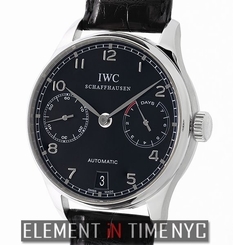 IWC Portuguese 7 Days Stainless Steel Black Dial 44 Jewel Movement IW5001-09 B+P