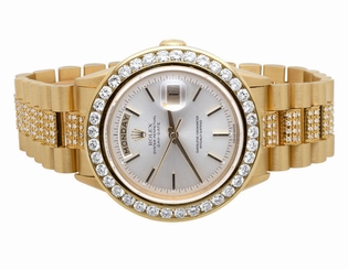 18K Mens Yellow Gold Rolex Presidential Day-Date 40MM Prong Diamond Watch 9 CT