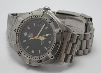 TAG HEUER 962.006-2 MENS PROFESSIONAL BLACK FACE STAINLESS STEEL WATCH