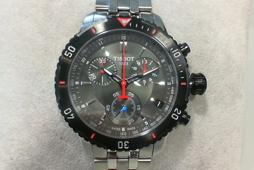 New Tissot PRS 200 Chronograph Black Dial Black Bezel Red Accents T0674172105100