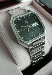 Mens Rado Voyager Black Diamond Dial Automatic Day Date Swiss Watch! 636.3284.4