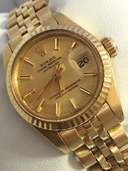  Ladies Rolex 18k Solid Yellow Gold Datejust W/jubilee Band & Champagne Dial 6917