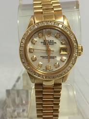 Rolex Ladies President 18k Solid Yellow Gold Diamond Bezel & Diamond Dial Watch