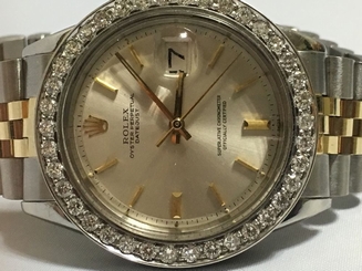 Rolex mens two tone diamond  custom Bezel 36mm Date just automatic watch