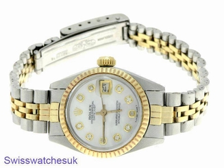 ROLEX LADIES DATEJUST WATCH STAINLESS STEEL & YELLOW GOLD DIAMOND AUTOMATIC LADY