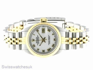 ROLEX LADIES DATEJUST WATCH STAINLESS STEEL & YELLOW GOLD DIAMOND AUTOMATIC LADY
