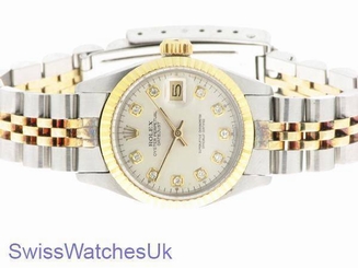  Rolex Oyster Perpetual Datejust Women's Steel & Gold Automatic Diamond Watch
