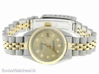 ROLEX LADIES DATEJUST WATCH STAINLESS STEEL & YELLOW GOLD DIAMOND AUTOMATIC LADY