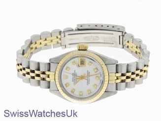 ROLEX LADIES DATEJUST WATCH STAINLESS STEEL & YELLOW GOLD DIAMOND AUTOMATIC LADY