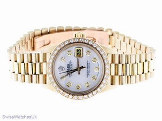 Rolex Oyster Perpetual Datejust Ladies 18K Gold Diamond Watch Rolex Vintage