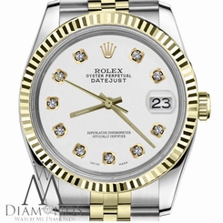  Ladies Rolex 31mm Datejust2Tone White Color Dial with Diamond Accent