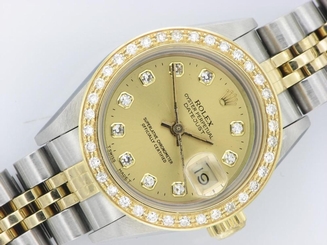 Rolex Datejust Women's Diamonds Steel & Gold Automatic Ladies Oyster Watch